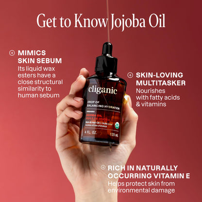 Cliganic Organic Jojoba Oil, 100% Pure (4oz) | Moisturizing for Face, Hair, Skin & Nails - Maple Wellness Supplements