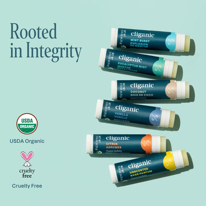 Cliganic Organic Lip Balm Set (6 Flavors) - 100% Natural Hydrating, Moisturizing for Dry Cracked Lips, Stocking Stuffer Gift for Men & Women - Maple Wellness Supplements