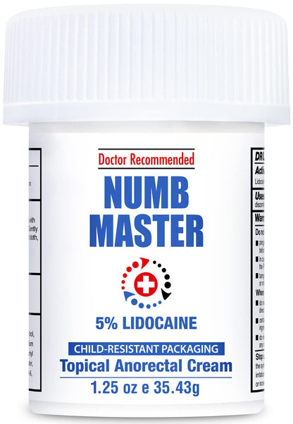 Clinical Resolution Numb Master 5% Lidocaine Numbing Cream for Pain Relief, Topical Anesthetic Burn Itch Cream Maximum Strength, Fast Acting Hemorrhoid Treatment with Vitamin E and Aloe, 1.25 Oz - Maple Wellness Supplements