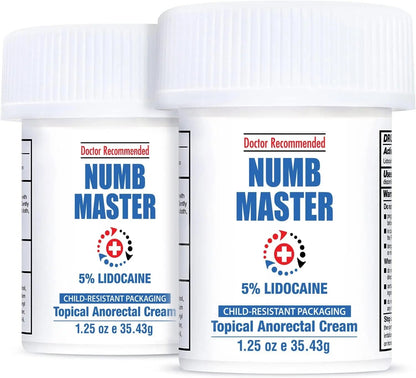 Clinical Resolution Numb Master 5% Lidocaine Topical Numbing Cream, 2 Pack of 1.25 Oz, Pain Relief Burn Itch Numb, Maximum Strength Topical Anesthetic with Allantoin, Vitamin E, Hemorrhoid Treatment - Maple Wellness Supplements