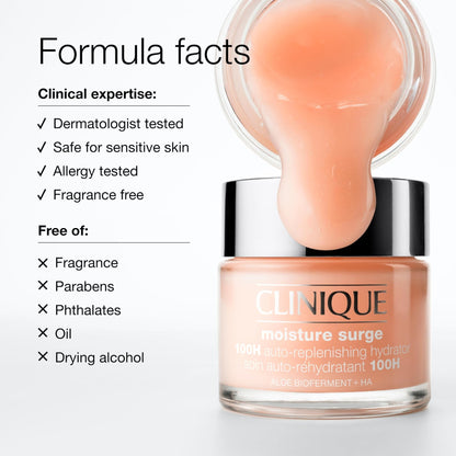 Clinique Moisture Surge 100H Auto-Replenishing Hydrator Oil Free Face Moisturizer | With Hyaluronic Acid, Aloe Bioferment and Vitamins C + E - Maple Wellness Supplements