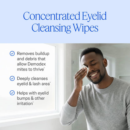 Cliradex Towelettes - Natural Face, Eyelash & Eyelid Cleanser - Wipes for Demodex, Blepharitis, Mgd and Red Irritated Eye Lid - Maple Wellness Supplements