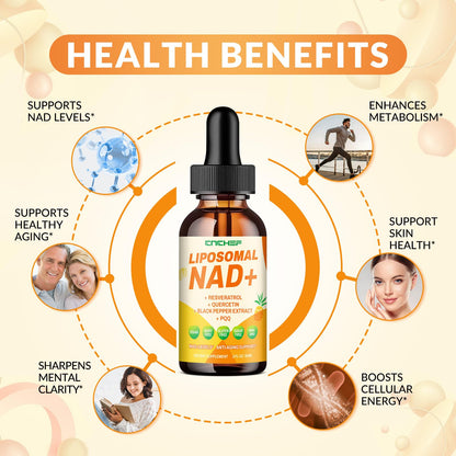CNCHEF Liposomal NAD Supplement - 1500mg NAD+ Liquid Drop for Women & Men Nicotinamide Riboside Chloride & Resveratrol Complex - Cellular Renewal, Anti-Aging Support - 30 Servings (2 fl oz) - Maple Wellness Supplements