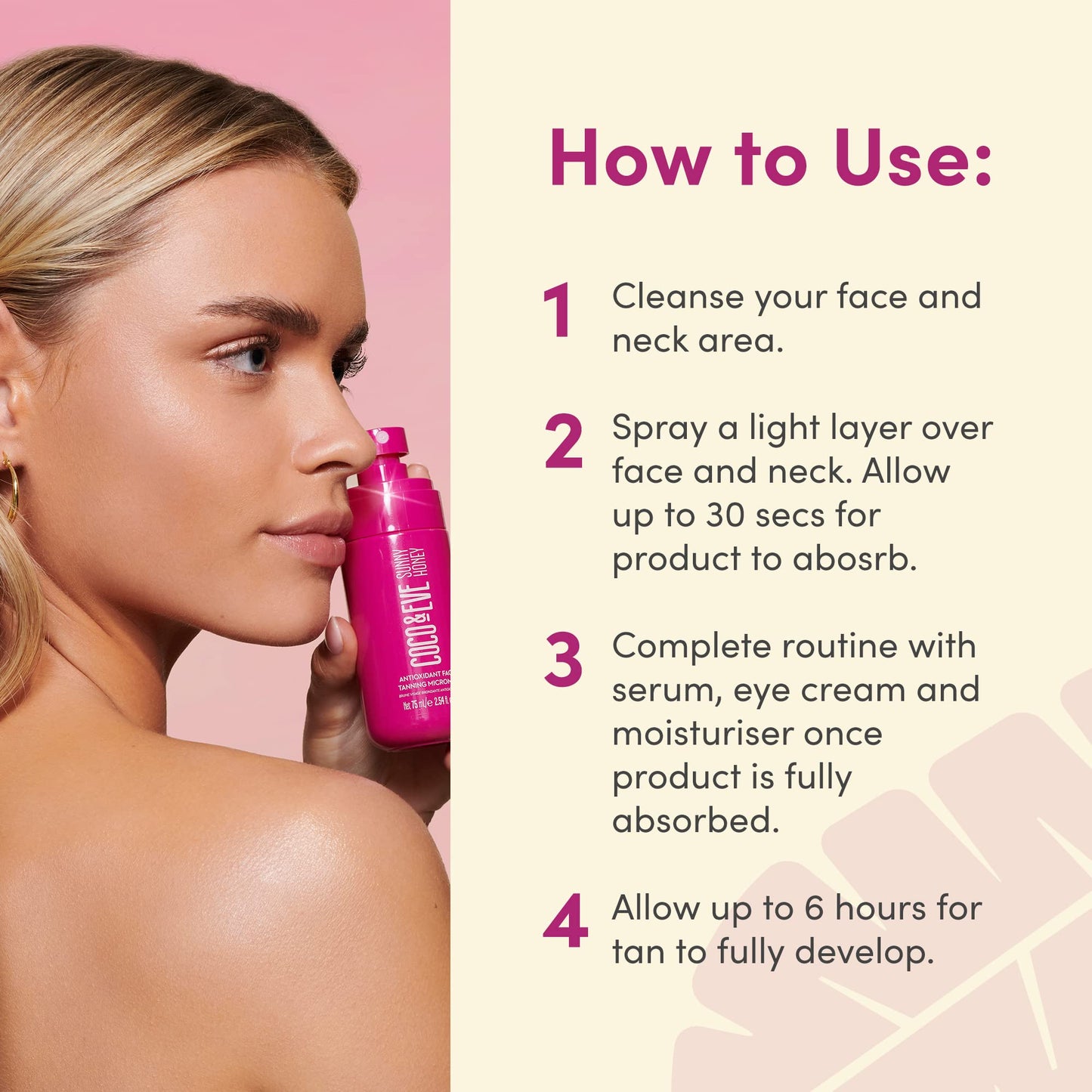 Coco & Eve Face Tanning Micromist – Sunless Facial Self Tanner Ultra Fine Mist for Face, - Maple Wellness Supplements