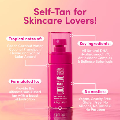 Coco & Eve Face Tanning Micromist – Sunless Facial Self Tanner Ultra Fine Mist for Face, - Maple Wellness Supplements