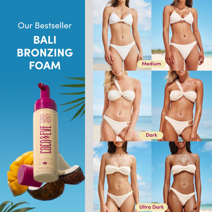 Coco & Eve Sunny Honey Self Tanner Foam - (Medium) Fast Drying, Streak-Free Sunless Tanning Mousse, Tropically Scented Lightweight Natural Looking Tan - Maple Wellness Supplements