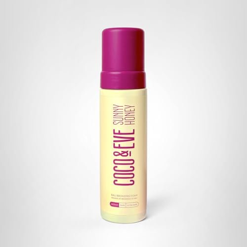 Coco & Eve Sunny Honey Self Tanner Foam - (Medium) Fast Drying, Streak-Free Sunless Tanning Mousse, Tropically Scented Lightweight Natural Looking Tan - Maple Wellness Supplements