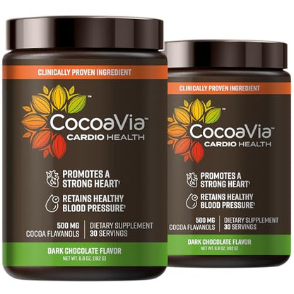 CocoaVia Cardio Health Cocoa Powder, 60 Servings, 500mg Cocoa Flavanols - Maple Wellness Supplements