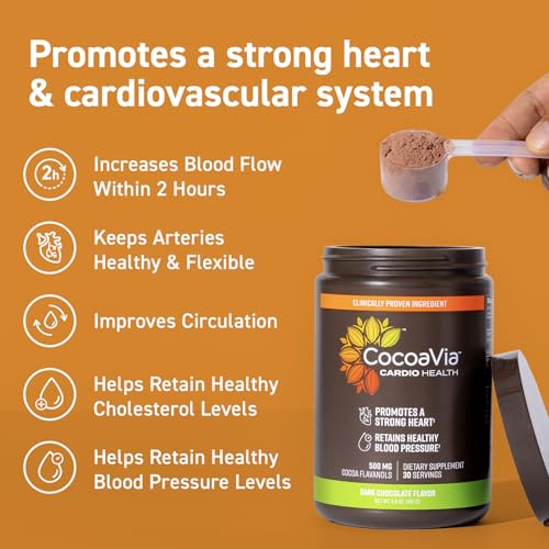CocoaVia Cardio Health Cocoa Powder, 60 Servings, 500mg Cocoa Flavanols - Maple Wellness Supplements