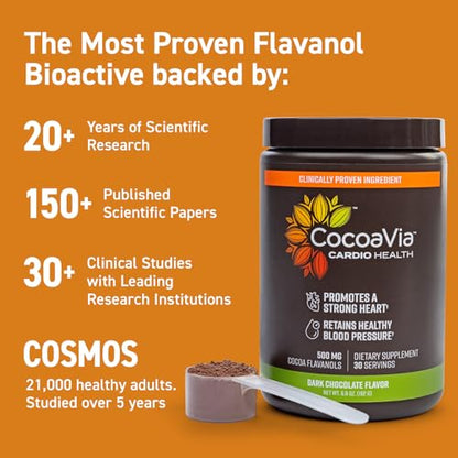 CocoaVia Cardio Health Cocoa Powder, 60 Servings, 500mg Cocoa Flavanols - Maple Wellness Supplements