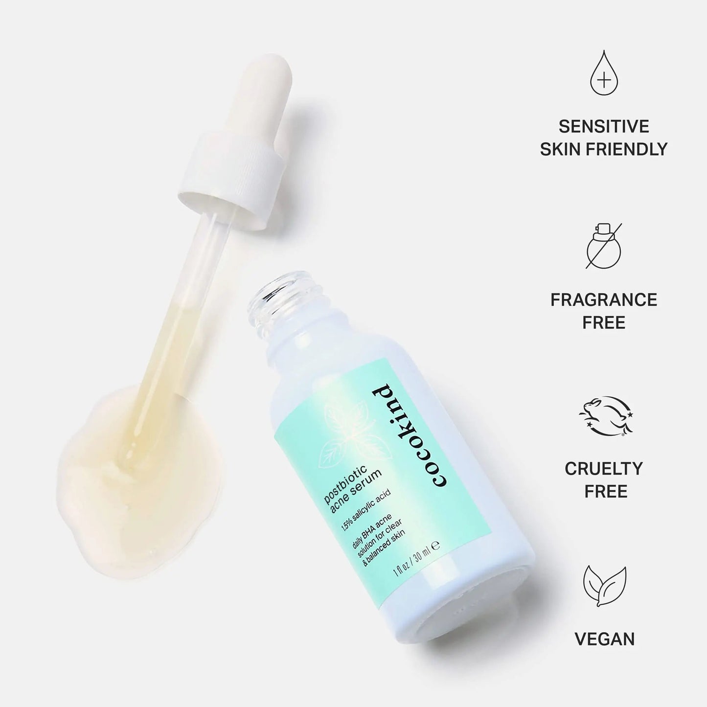 Cocokind Postbiotic Acne Serum, Salicylic Acid Serum and BHA Liquid Exfoliant - Exfoliating, Brightening and Hydrating Serum - Maple Wellness Supplements
