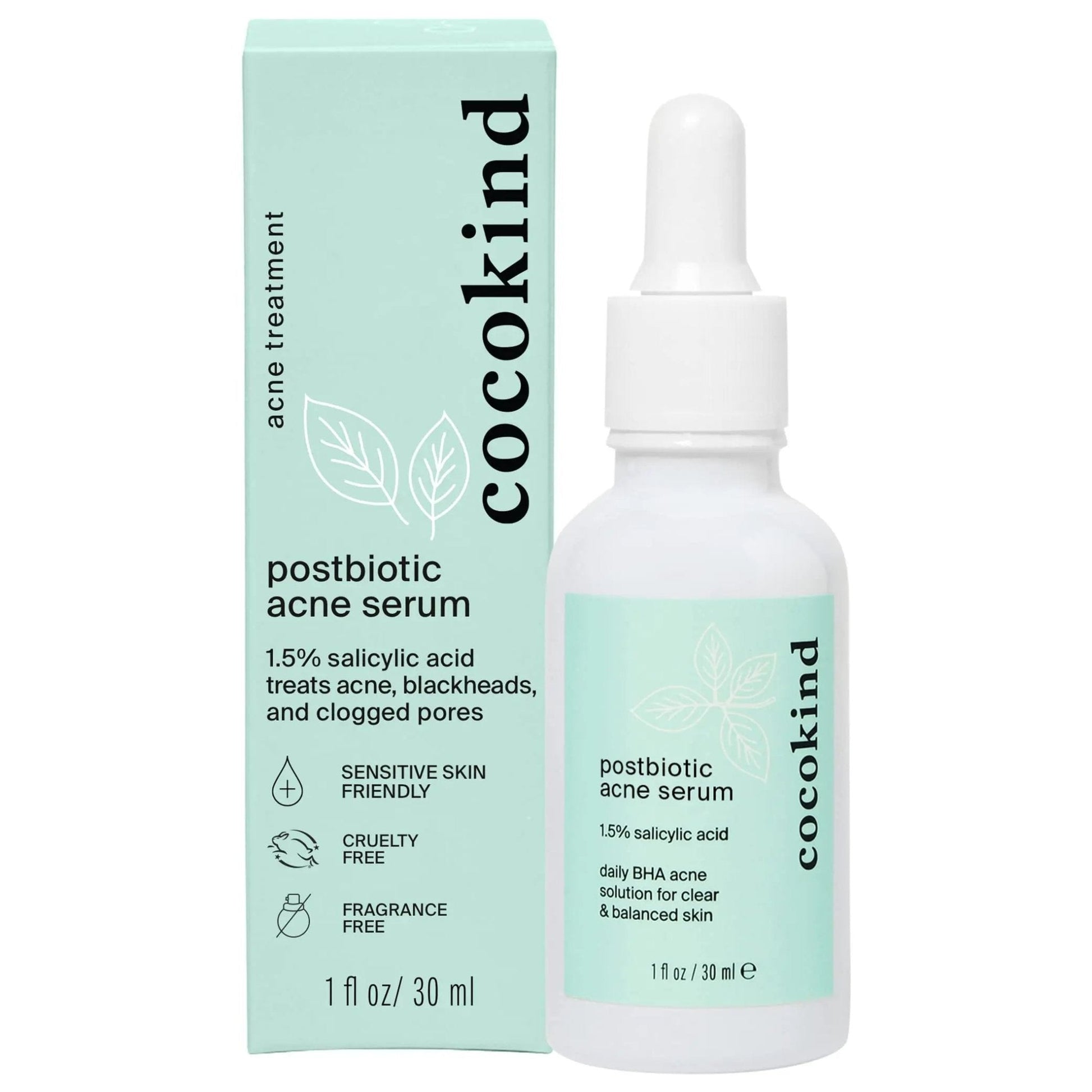 Cocokind Postbiotic Acne Serum, Salicylic Acid Serum and BHA Liquid Exfoliant - Exfoliating, Brightening and Hydrating Serum - Maple Wellness Supplements