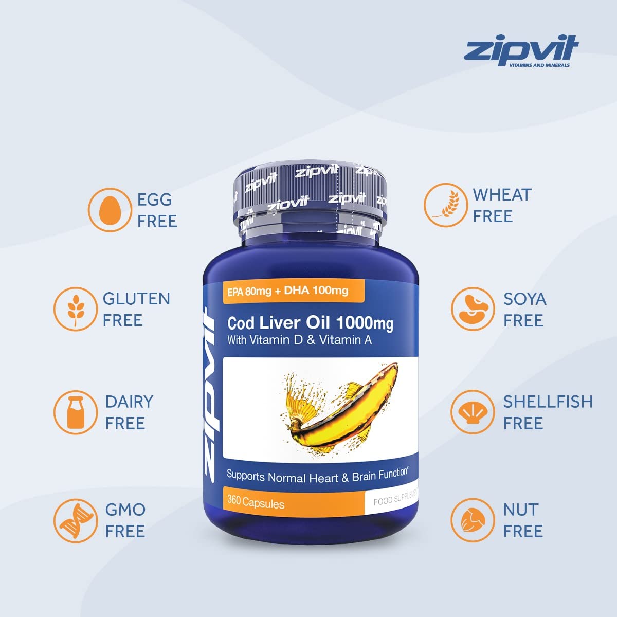 Cod Liver Oil 1000mg, 360 Capsules of High Strength Fish Oil, Rich in Omega 3. Supports - Maple Wellness Supplements