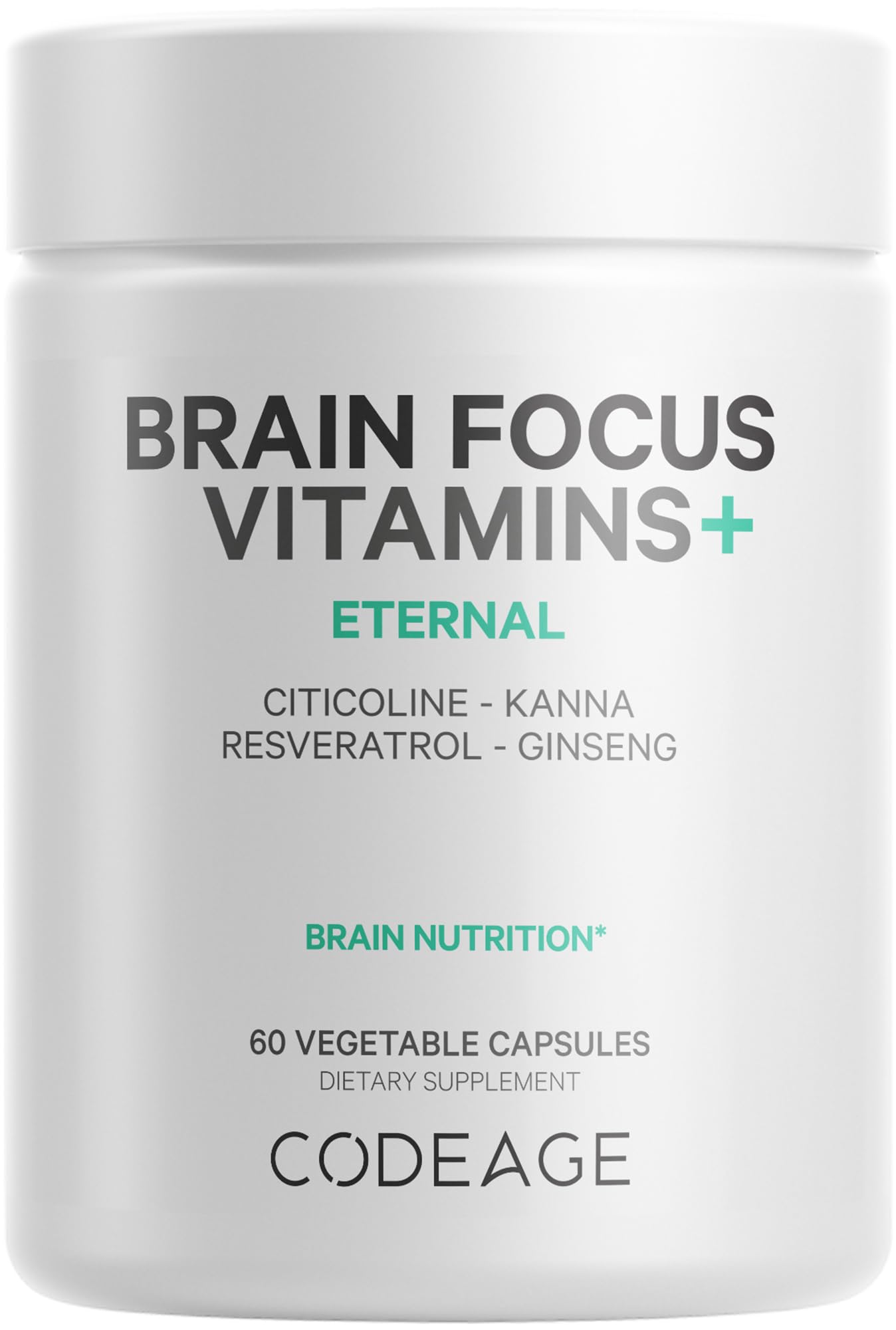 Codeage Brain Focus Vitamins+ Nootropic Supplement with Citicoline as Cognizin, Panax Ginseng, Resveratrol, Gotu Kola, Vitamin B12 Methylcobalamin - Liposomal Delivery - Non-GMO - 60 Capsules - Maple Wellness Supplements