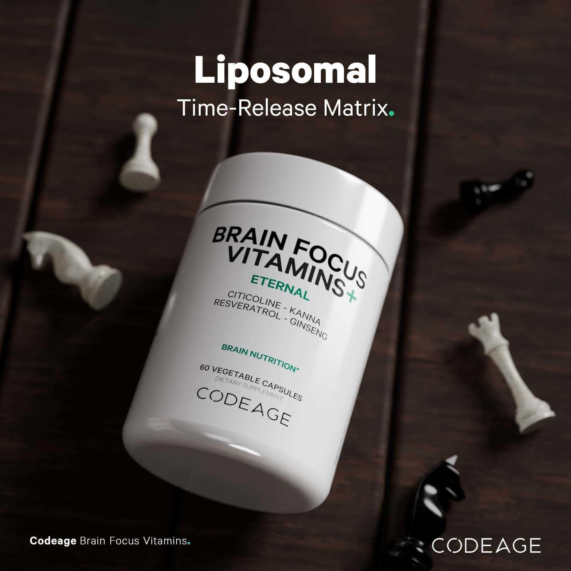 Codeage Brain Focus Vitamins+ Nootropic Supplement with Citicoline as Cognizin, Panax Ginseng, Resveratrol, Gotu Kola, Vitamin B12 Methylcobalamin - Liposomal Delivery - Non-GMO - 60 Capsules - Maple Wellness Supplements