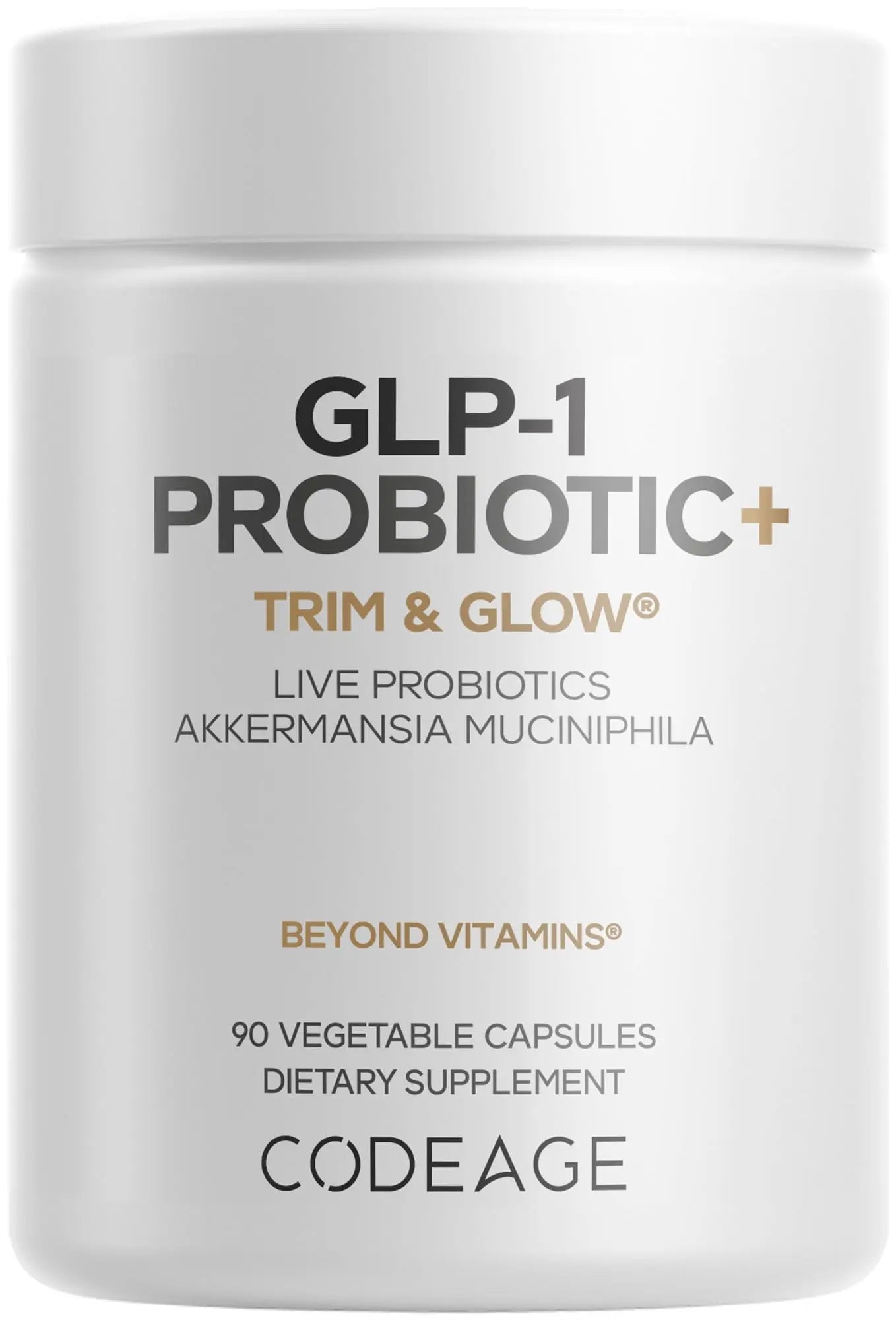 Codeage GLP-1 Probiotic+ - Live Probiotics Akkermansia, Clostridium, Bifidobacterium, Chicory Inulin Probiotic, Prebiotics & Postbiotics Supplement - 500 Million AFU, 3-Month Supply - 90 Capsules - Maple Wellness Supplements