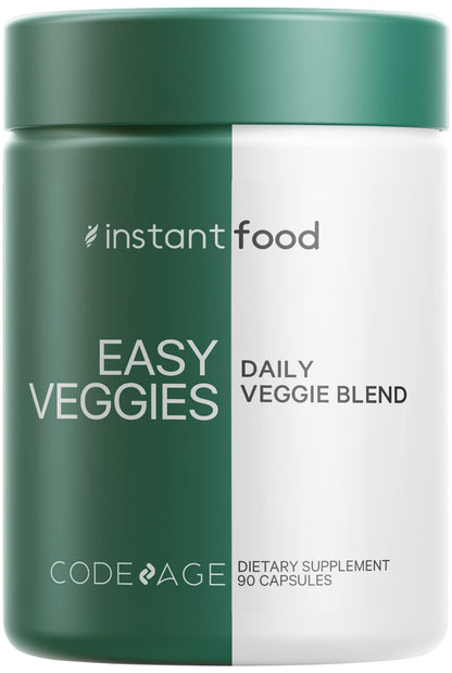 Codeage Instantfood Easy Veggies, Over 15 Vegetable Powders Equivalent All-in-One, Daily Vegan Blend, Whole Food Greens Vitamins Supplement Capsules, Phytonutrients Multivitamin, Non-GMO, 90 Capsules - Maple Wellness Supplements
