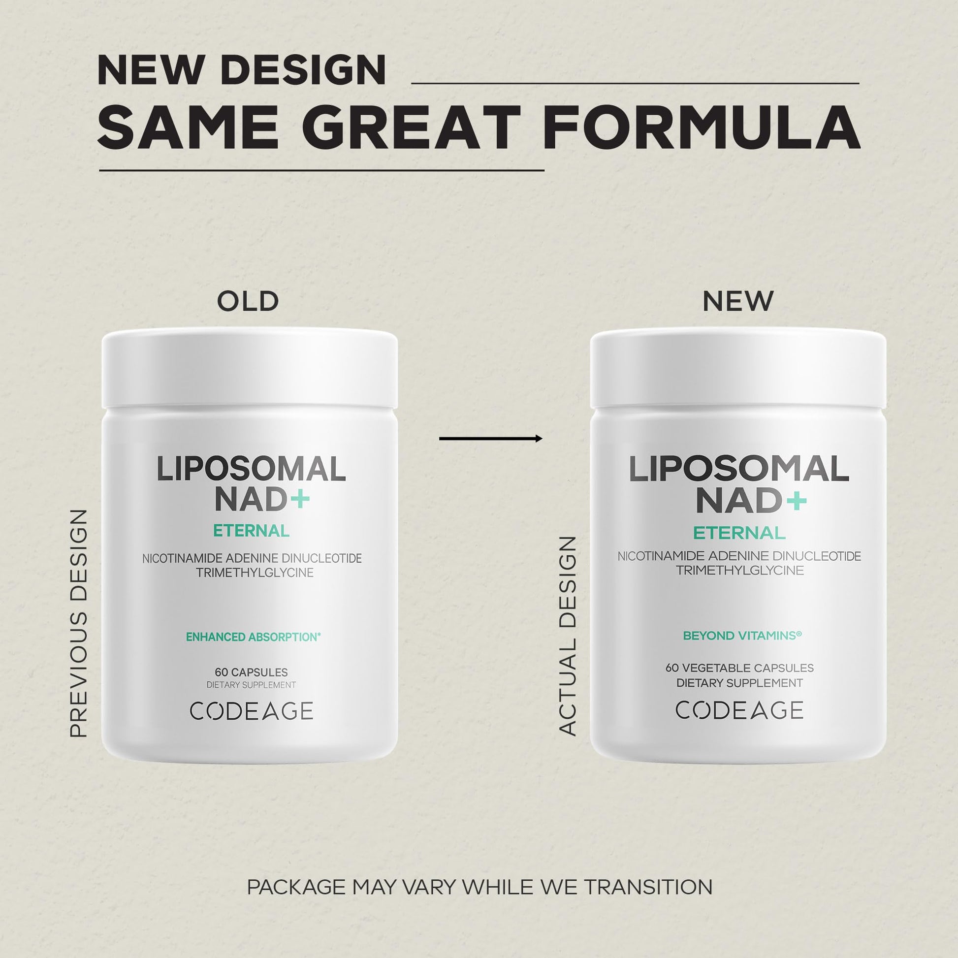 Codeage Liposomal NAD+ Supplement - NAD Nicotinamide Adenine Dinucleotide Coenzyme Pills - 500 mg NAD+ Per Serving & Betaine Anhydrous - Liposomal Delivery - Vegan, Non-GMO, Gluten-Free - 60 Capsules - Maple Wellness Supplements
