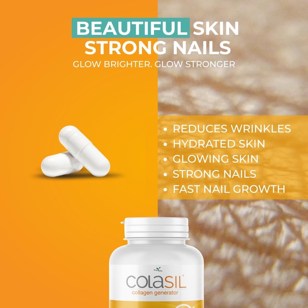 Colasil Collagen Booster Capsules – Organic Silica (OSA) + Hydrolyzed Collagen Generator for Hair, Skin, Nails, Bones & Joints – High Absorption, Non-GMO, Allergen-Free, 120 Capsules (60-Day Supply) - Maple Wellness Supplements