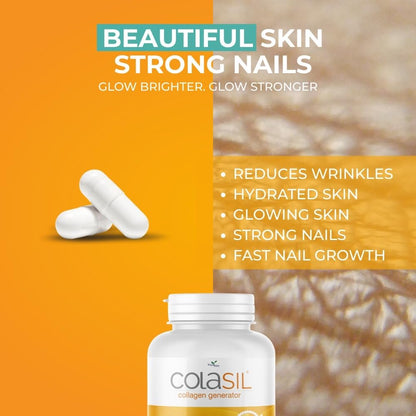 Colasil Collagen Booster Capsules – Organic Silica (OSA) + Hydrolyzed Collagen Generator for Hair, Skin, Nails, Bones & Joints – High Absorption, Non-GMO, Allergen-Free, 120 Capsules (60-Day Supply) - Maple Wellness Supplements