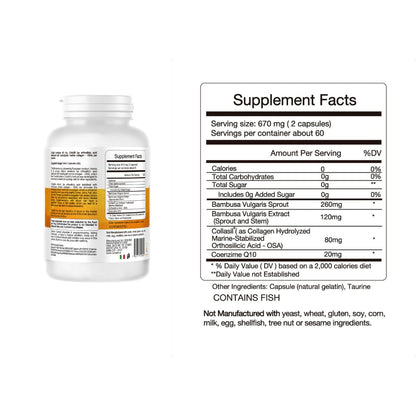 Colasil Collagen Booster Capsules – Organic Silica (OSA) + Hydrolyzed Collagen Generator for Hair, Skin, Nails, Bones & Joints – High Absorption, Non-GMO, Allergen-Free, 120 Capsules (60-Day Supply) - Maple Wellness Supplements