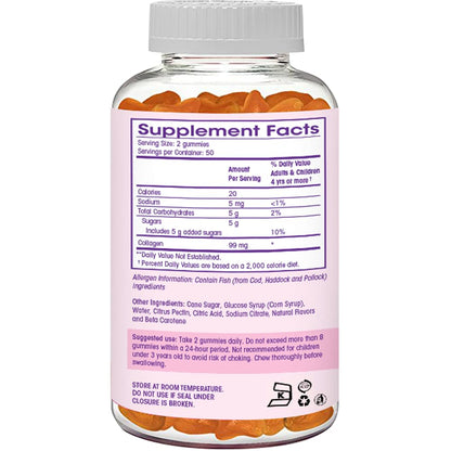 Collagen Gummies- Natural Marine Collagen for Women, and Men- Collagen Supplements for Skin Hair, Nails- Hydrolyzed Type 2 & 1 3- Replace Pills and Powders - No Gelatin, Kosher, Halal- 100 Ct. - Maple Wellness Supplements