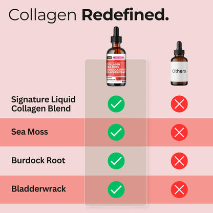Collagen Mojo - Liquid Collagen with Irish Sea Moss for Women & Men - Collagen Peptides Drops with Burdock Root & Bladderwrack - Hair, Skin, Nails, Joint & Weight Management - 100,000mcg, 2 Oz - Maple Wellness Supplements