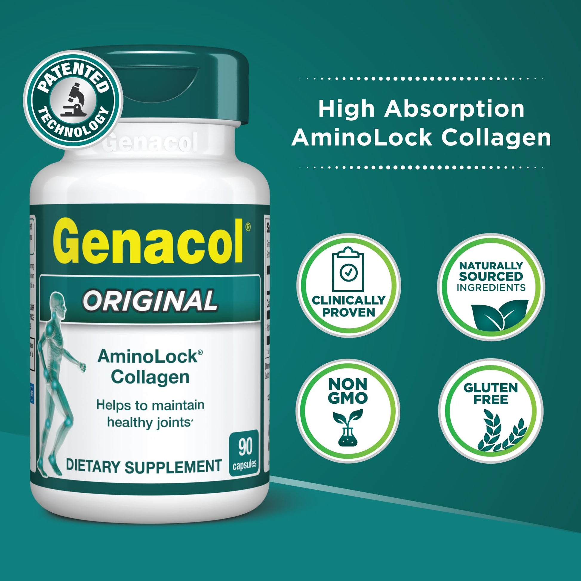 Collagen Peptides Joint Supplements for Men & Women by Genacol | Exclusive Hydrolyzed Collagen Pills | Helps Maintain Healthy Joints | Colageno Hidrolizado | Genacol Original 180 Capsules - Maple Wellness Supplements