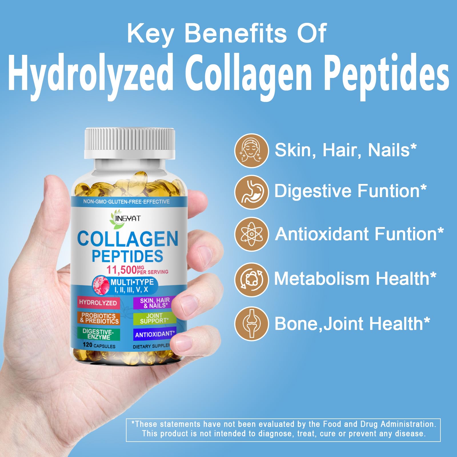 Collagen Peptides Softgels, Multi Collagen Peptide w/ Glucosamine Chondroitin MSM Biotin, Hydrolyzed Collagen Peptides Complex for Women Supports Skin Hair - Maple Wellness Supplements