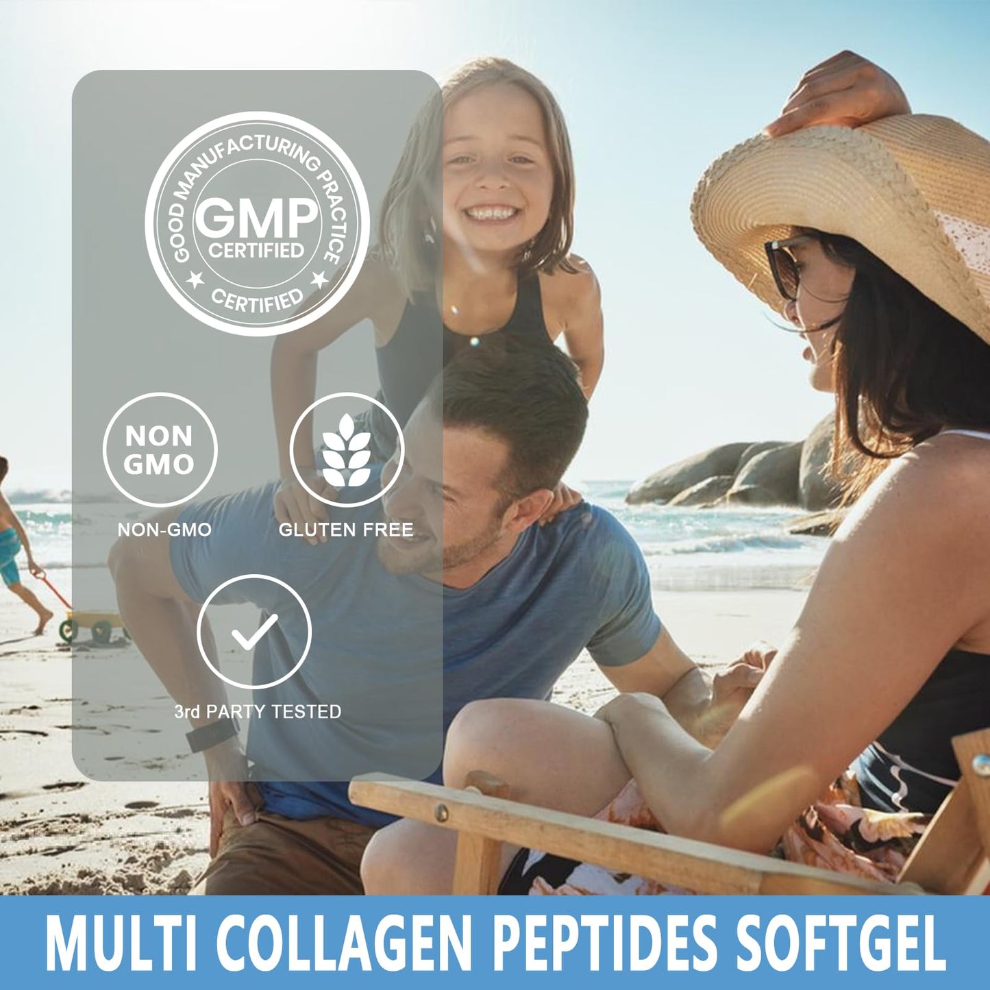 Collagen Peptides Softgels, Multi Collagen Peptide w/ Glucosamine Chondroitin MSM Biotin, Hydrolyzed Collagen Peptides Complex for Women Supports Skin Hair - Maple Wellness Supplements