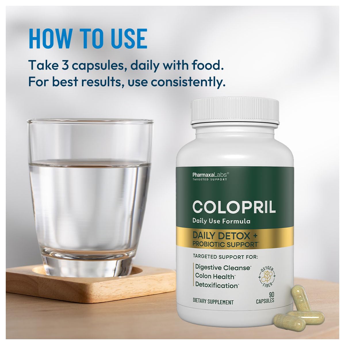 Colopril Colon Cleanse Dietary Supplement - Supports Cleansing of Bowels & Digestive Tract - Eases Constipation - Ginger Root, Lactobacillus, Psyllium Husk - Maple Wellness Supplements