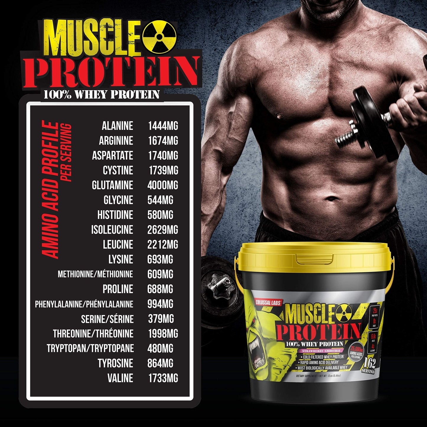 COLOSSAL LABS Muscle Protein Whey Powder [12 lbs/Pack of 1]-Strawberry Protein - Maple Wellness Supplements
