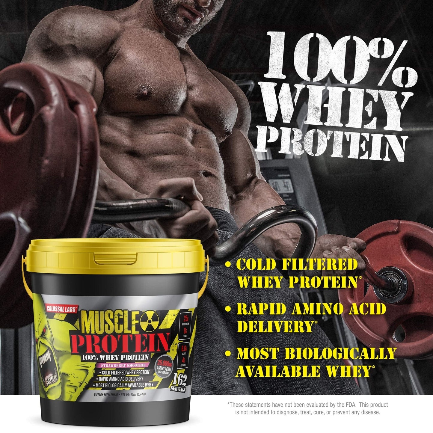 COLOSSAL LABS Muscle Protein Whey Powder [12 lbs/Pack of 1]-Strawberry Protein - Maple Wellness Supplements