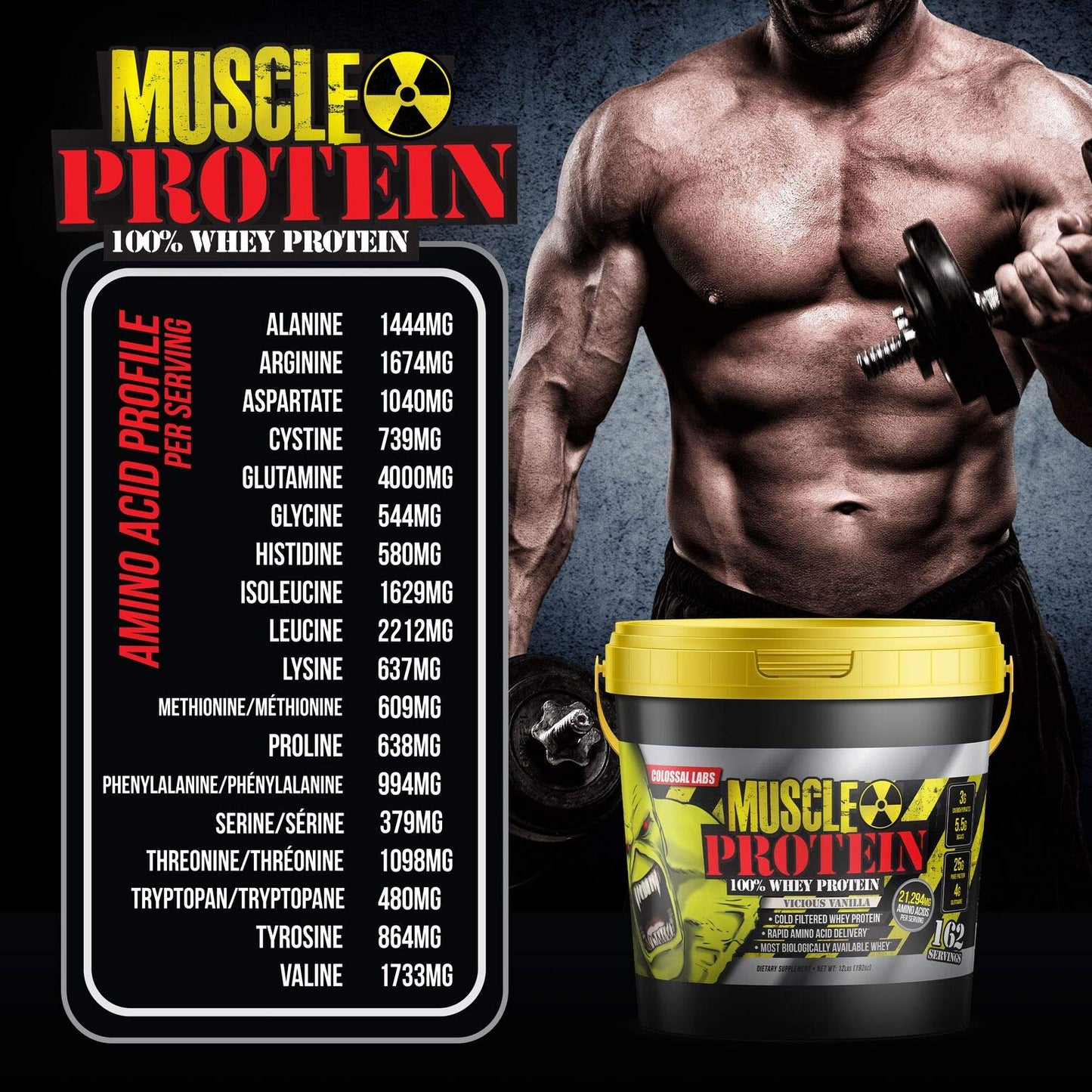 Colossal Labs Whey Protein Blend [12 Pounds/Pack of 1]–Vicious Vanilla, Cold Filtered - Maple Wellness Supplements