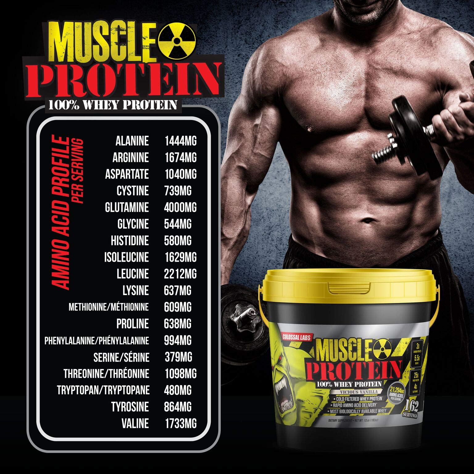 Colossal Labs Whey Protein Blend [12 Pounds/Pack of 1]–Vicious Vanilla, Cold Filtered - Maple Wellness Supplements