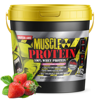 COLOSSAL LABS Whey Protein Powder [15 lbs/Pack of 1]–Strawberry Protein, Cold Filtered - Maple Wellness Supplements