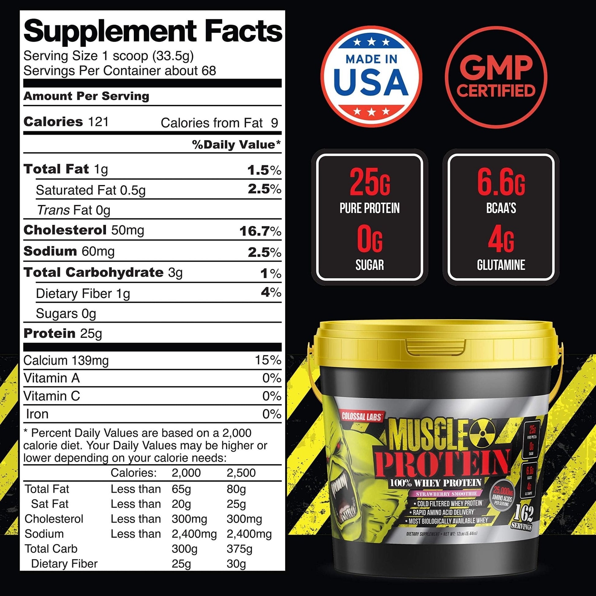 COLOSSAL LABS Whey Protein Powder [15 lbs/Pack of 1]–Strawberry Protein, Cold Filtered - Maple Wellness Supplements