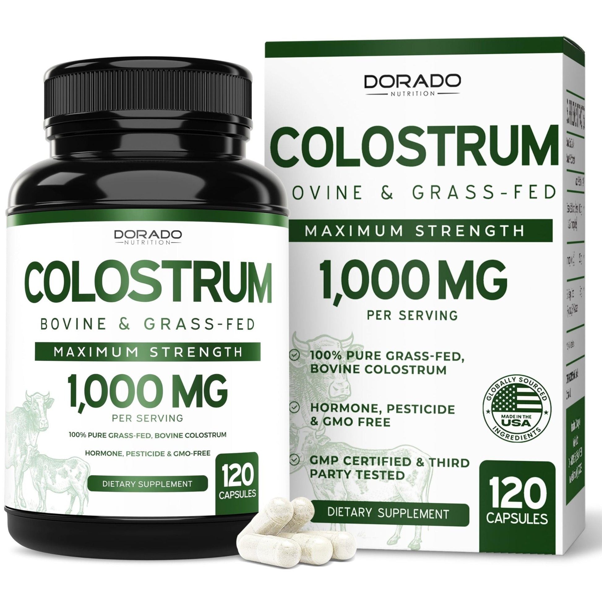 Colostrum (120 Count) Bovine Colostrum Capsules Supplement and Supergreens (60 Gummies) Superfood for Immunity Support with Greens Supplements with 8 Ingredient Power Blend - Vegan Safe & Made in USA - Maple Wellness Supplements