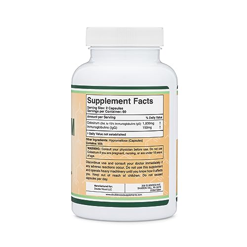 Colostrum Supplement 120 Capsules, 1,000mg per Serving (Bovine Colostrum Powder - Maple Wellness Supplements