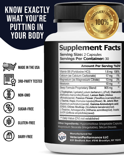 Combat ZZZ 4-in-1 Sleep Aid with Melatonin, Magnesium & L-Theanine – Non-Groggy Formula for Deep Sleep & Restful Recovery – Veteran-Founded, Made in USA (60 Capsules) | Sleep Aid for Adults - Maple Wellness Supplements
