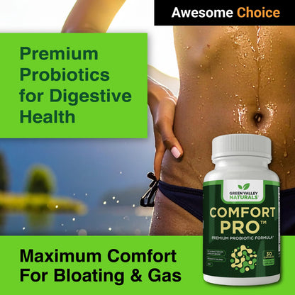 ComfortPro™ Daily Probiotics for Digestive Health | Constipation Relief & Bloating Support for Women & Men | Gut Cleanse with Zinc | Helps Reduce Gas & Promotes Digestive Regularity | Valley Formula - Maple Wellness Supplements