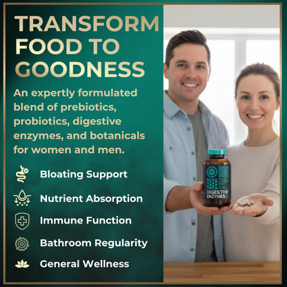 Complete Digestive Enzymes for Women & Men - 800mg Vegan Digestive Enzymes and Probiotics Prebiotics - Bloating Support, Gut Health & Digestion Supplement - Maple Wellness Supplements