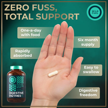 Complete Digestive Enzymes for Women & Men - 800mg Vegan Digestive Enzymes and Probiotics Prebiotics - Bloating Support, Gut Health & Digestion Supplement - Maple Wellness Supplements