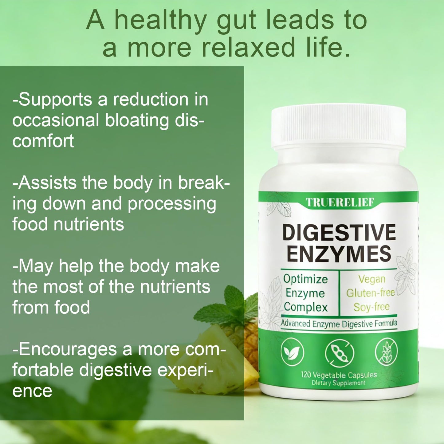 Complete Digestive Enzymes Supplement for Gut Health & Bloating Relief - Enhanced with Lipase Amylase Bromelain for Protein Carb - Maple Wellness Supplements