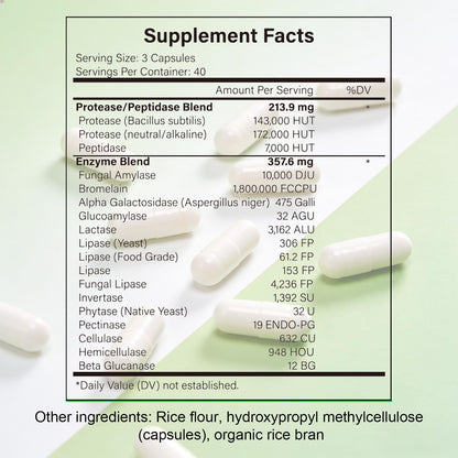 Complete Digestive Enzymes Supplement for Gut Health & Bloating Relief - Enhanced with Lipase Amylase Bromelain for Protein Carb - Maple Wellness Supplements
