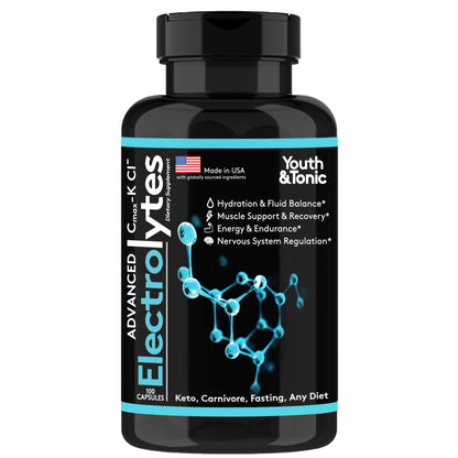 Complete Electrolyte Supplement Pills High Absorption | Cmax Potassium Chloride Magnesium Sodium Calcium Zinc | Boost Endurance Muscle Recovery Mental Focus | Salt Electrolytes Tablets | Keto Friendly - Maple Wellness Supplements