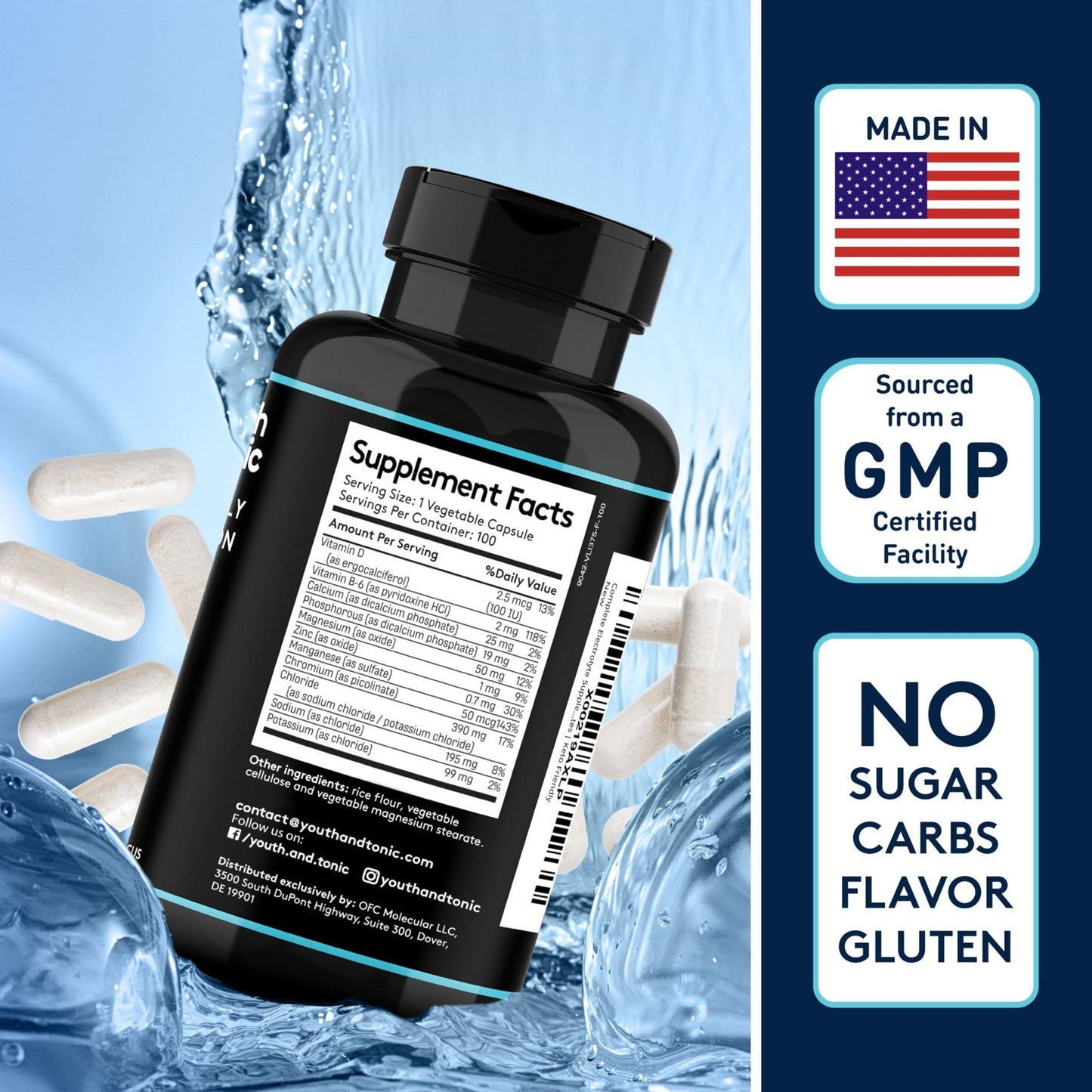 Complete Electrolyte Supplement Pills High Absorption | Cmax Potassium Chloride Magnesium Sodium Calcium Zinc | Boost Endurance Muscle Recovery Mental Focus | Salt Electrolytes Tablets | Keto Friendly - Maple Wellness Supplements