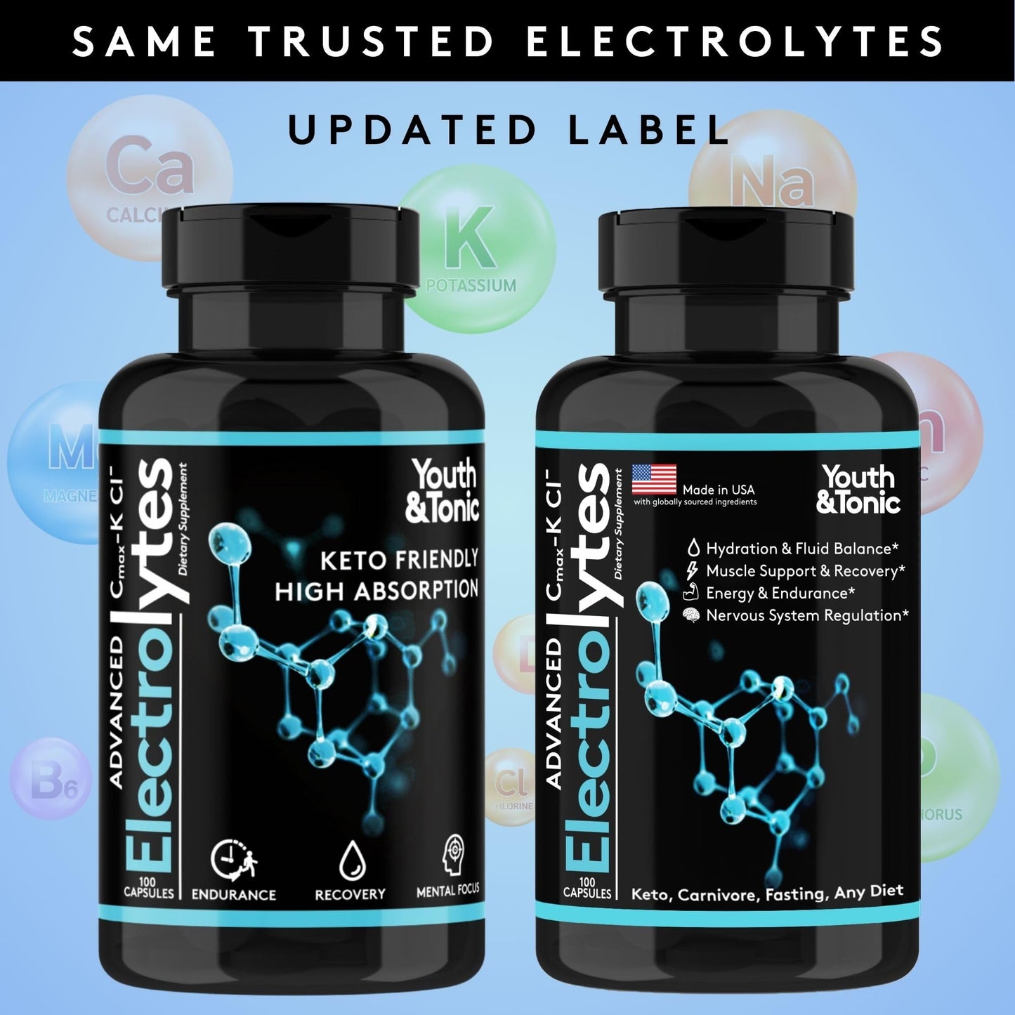 Complete Electrolyte Supplement Pills High Absorption | Cmax Potassium Chloride Magnesium Sodium Calcium Zinc | Boost Endurance Muscle Recovery Mental Focus | Salt Electrolytes Tablets | Keto Friendly - Maple Wellness Supplements