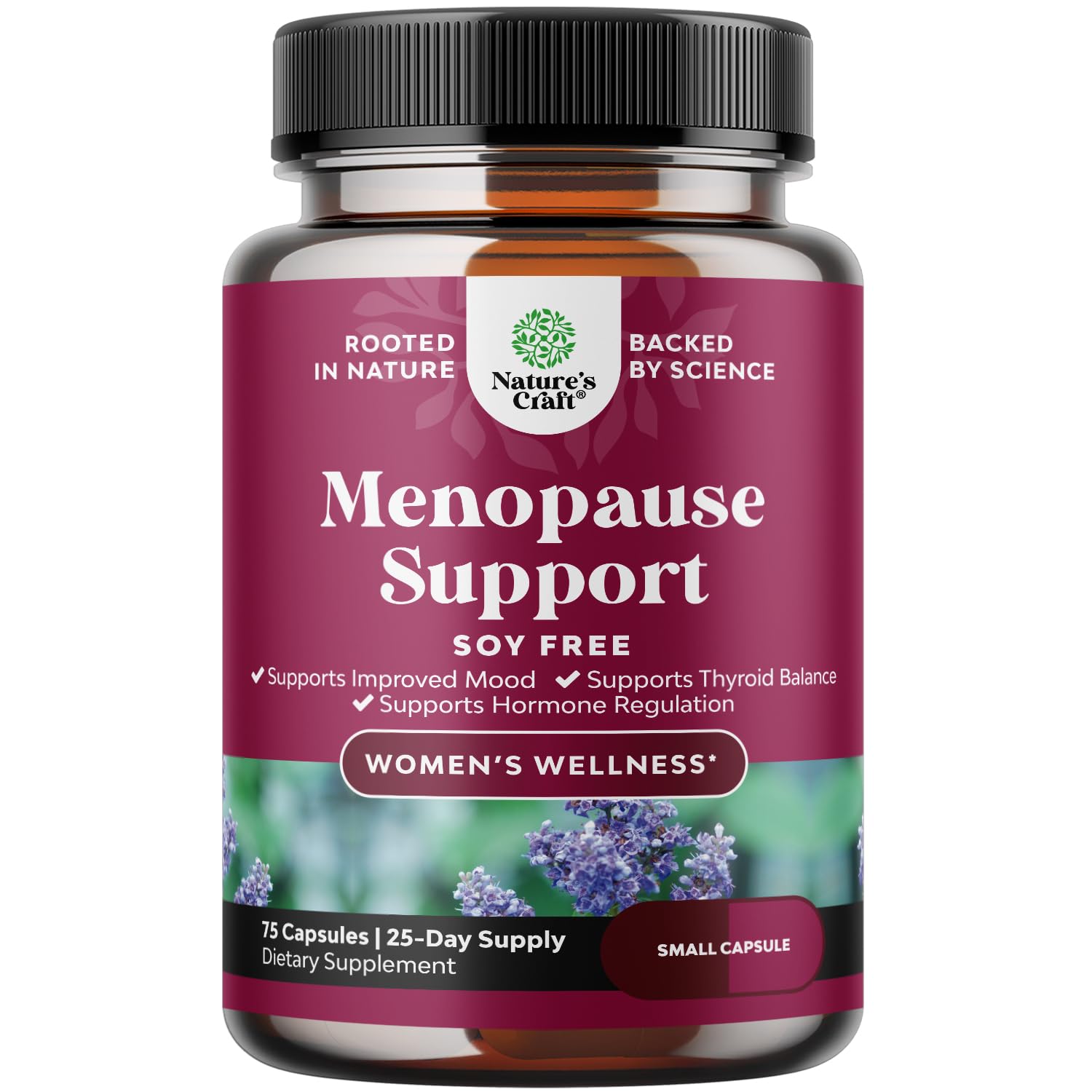 Complete Herbal Menopause Supplement for Women - Soy Free Female Hormone Balance Capsules for Night Sweats Hot Flashes & Mood Swings with Dong Quai, Chaste Berry & Black Cohosh Root - 75 Count - Maple Wellness Supplements