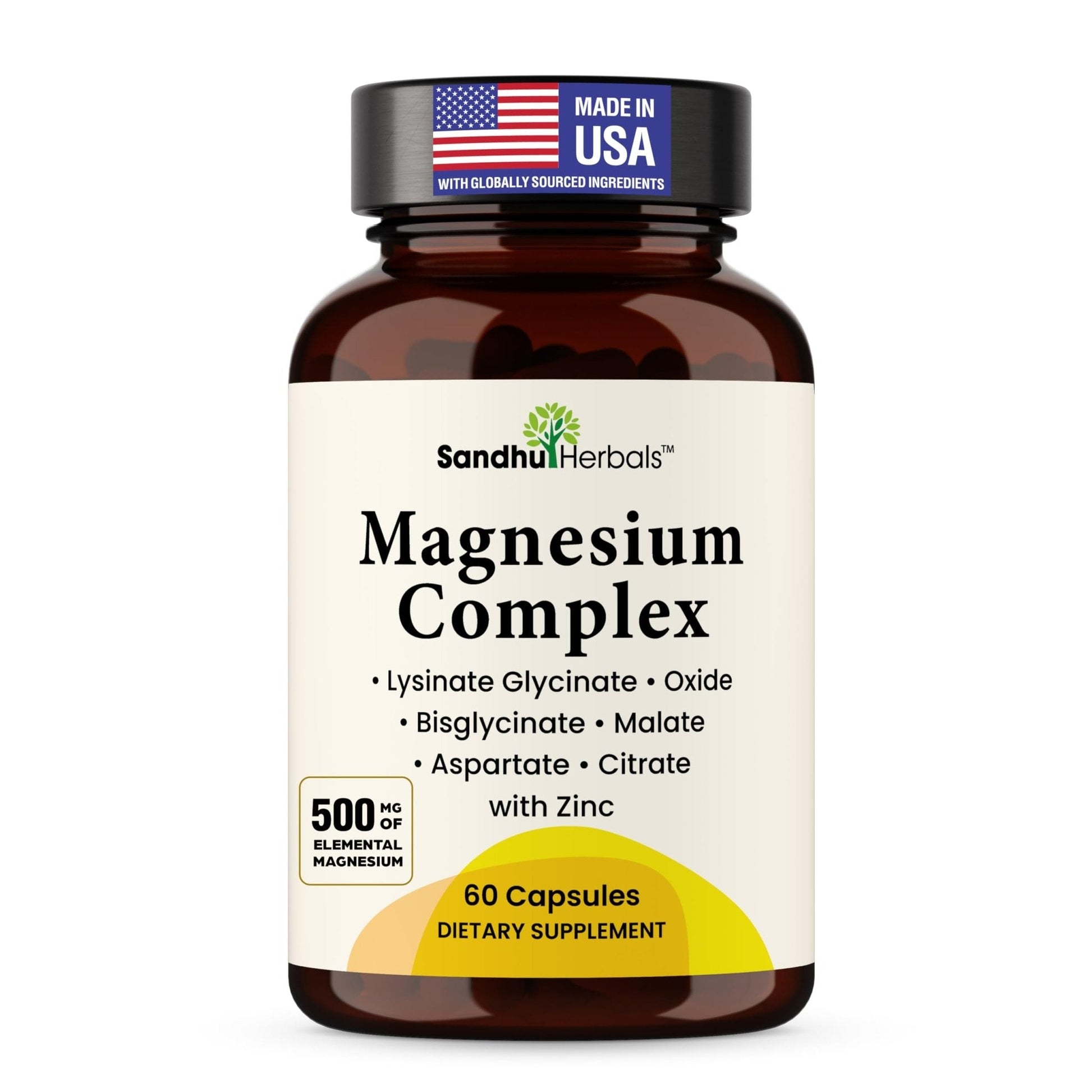 Complete Magnesium Complex 500mg for Women & Men | 60 Capsules | 6 in 1 Mag Supplement with Zinc | Quality Sleep & Muscle Health | Glycinate, Citrate - Maple Wellness Supplements